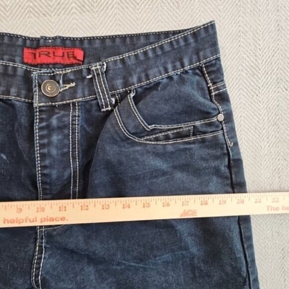 True Rock Jeans Men's 36x30 Straight Leg Dark Wash 7 Pockets Contrast Stitch EUC - Picture 4 of 16